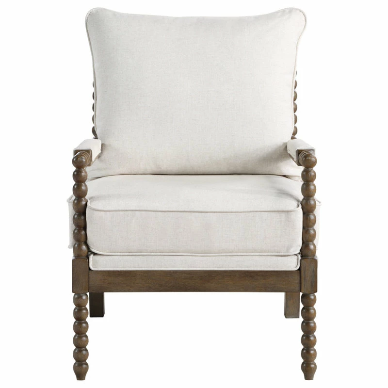 Office Star Products Fletcher Spindle Chair In Linen Beige Fabric With Brush Charcoal Finish 4 Office Star Products Fletcher Spindle Chair In Linen Beige Fabric With Brush Charcoal Finish - Image 2