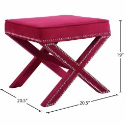 Meridian Furniture Nixon Pink Velvet Ottoman/Bench -GDF sofa Shop e651d61e02682f10 5188 w800 h800 b1 p0