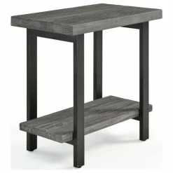 Bolton Furniture, Inc. Pomona Metal And Wood End Table, Slate Gray
