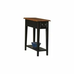 Leick Home Leick Furniture Chairside Wood End Table In Slate Black Finish