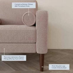 Belleze Erik Accent Chair Tufted Linen With Bolster Pillows, Brick -GDF sofa Shop e7a1eeec029728a9 2779 w800 h800 b0 p0