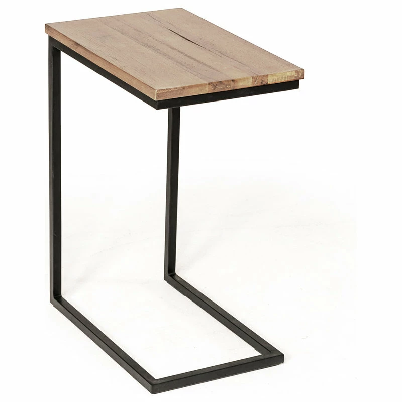 Limari Home Turner C-Shaped Wood & Metal Side Table In Brown/Black 6 Limari Home Turner C-Shaped Wood & Metal Side Table In Brown/Black - Image 4