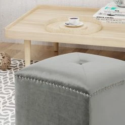 GDFStudio GDF Studio Allen Glam Velvet Ottoman, Smoke -GDF sofa Shop e7b1350901ca8a70 3945 w800 h800 b0 p0