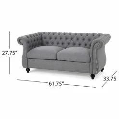 GDFStudio GDF Studio Kyle Traditional Chesterfield Loveseat Sofa, Dark Gray/Dark Brown -GDF sofa Shop e881d90e0f9319bc 8548 w800 h800 b1 p0