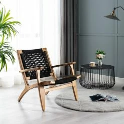Boraam Industries, Inc. Boraam Harrison Woven Chair, Black And Oak