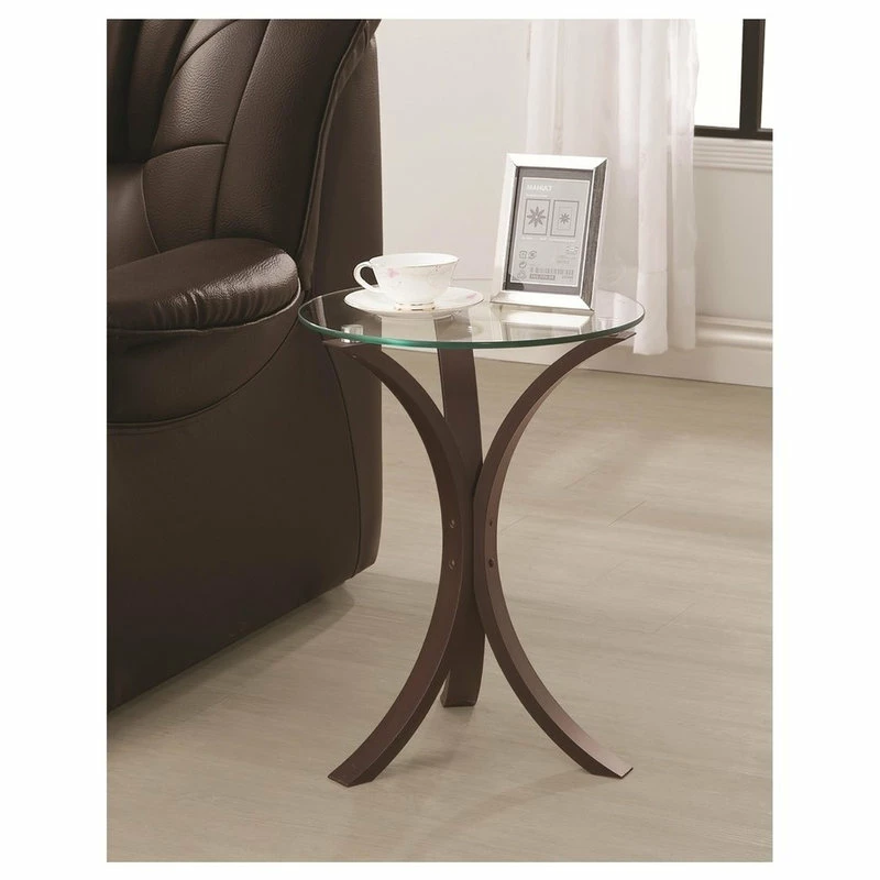 Coaster Home Furnishings Coaster Snack Table With Glass Top, Cappuccino 4 Coaster Home Furnishings Coaster Snack Table With Glass Top, Cappuccino - Image 2