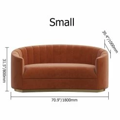 HOMARY 70.9" Curved Sofa Orange Velvet Upholstery Modern Couch Floor Sofa In Small -GDF sofa Shop eae15cf60107ac0c 9781 w800 h800 b1 p0