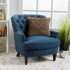 GDFStudio GDF Studio Alfred Royal Vintage Design Upholstered Arm Chair, Dark Blue -GDF sofa Shop eae1b52e039980ff 9354 w800 h800 b0 p0