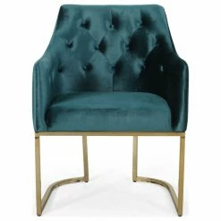 GDFStudio Fern Modern Tufted Glam Accent Chair With Velvet Cushions And U-Shaped Base, Teal, Gold -GDF sofa Shop ec5123f901b71379 3365 w800 h800 b1 p0