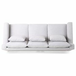 GDFStudio Noxon Fabric 3 Seater Sofa With Accent Pillows, Light Grey + Dark Walnut -GDF sofa Shop ecd15dd700527352 4483 w800 h800 b1 p0