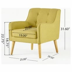 GDFStudio GDF Studio Fontinella Mid-Century Modern Fabric Tufted Arm Chair, Verdure Yellow, Single -GDF sofa Shop ece1b61e01b7fb58 9047 w800 h800 b1 p0