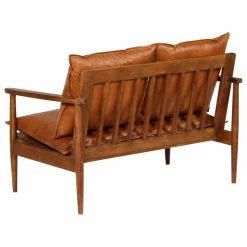 Vida XL International B.V. VidaXL 2-Seater Sofa Real Leather With Acacia Wood Brown Chair Seat Furniture -GDF sofa Shop ecf142dd02f14c82 8278 w800 h800 b1 p0