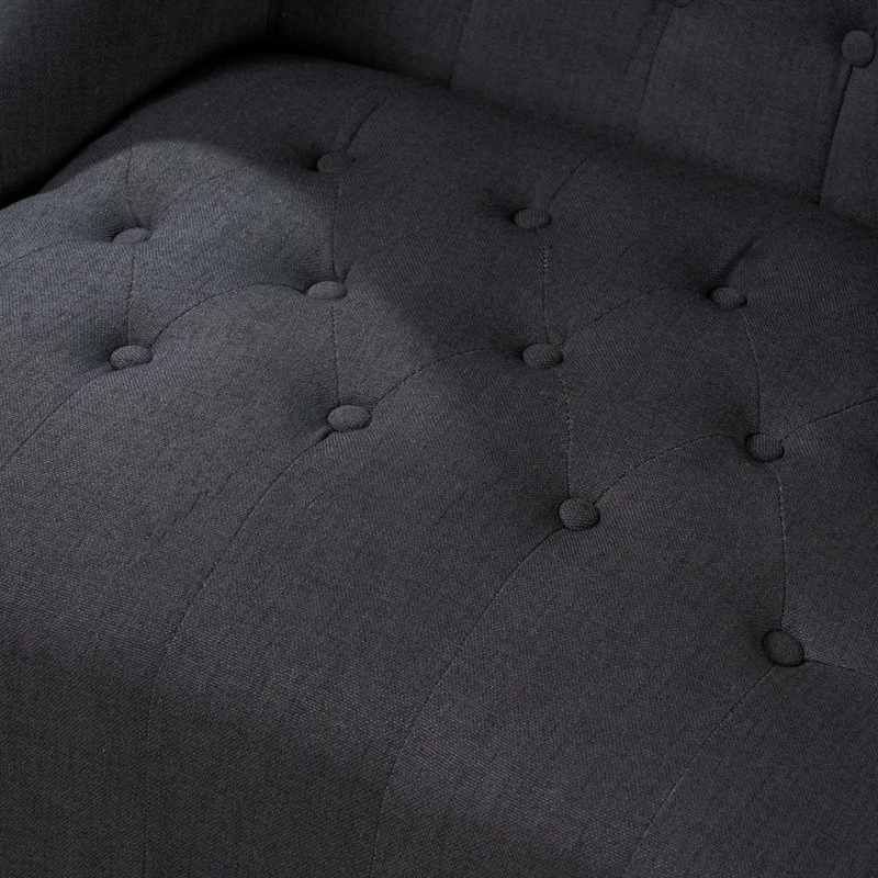 GDFStudio GDF Studio Adriana Tall Wingback Tufted Fabric Club Chair, Dark Charcoal 10 GDFStudio GDF Studio Adriana Tall Wingback Tufted Fabric Club Chair, Dark Charcoal - Image 8