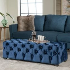 GDFStudio GDF Studio Provence TModern Glam Tufted Velvet Ottoman Bench, Navy Blue -GDF sofa Shop ed11e7fd01babbf3 7825 w800 h800 b0 p0