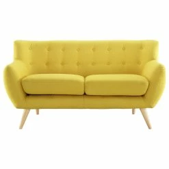 LexMod Remark Upholstered Fabric Loveseat, Sunny