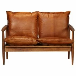 Vida XL International B.V. VidaXL 2-Seater Sofa Real Leather With Acacia Wood Brown Chair Seat Furniture -GDF sofa Shop efc1818e02f14c80 8278 w800 h800 b1 p0