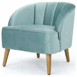GDFStudio GDF Studio Scarlett Modern New Velvet Club Chair, Seafoam Blue