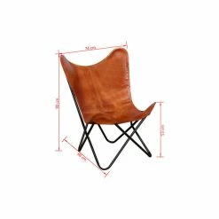 Vida XL International B.V. VidaXL Butterfly Chair Brown Real Leather Armchair Seating Seat Furniture -GDF sofa Shop f1a121e203d84fad 4908 w800 h800 b1 p0