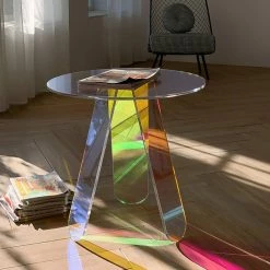 HOMARY Acrylic End Table Clear Round Side Table Iridescent Accent Table -GDF sofa Shop f1a1b9ec030350f2 2023 w800 h800 b0 p0