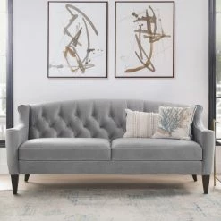 Jennifer Taylor Home Ken 74" Upholstered Button-Tufted Sofa, Opal Gray Velvet 13 Jennifer Taylor Home Ken 74" Upholstered Button-Tufted Sofa, Opal Gray Velvet -GDF sofa Shop f291ed9f0e25f739 6647 w800 h800 b0 p0