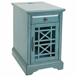 Jofran Craftsman Power Chairside Table, Antique Blue
