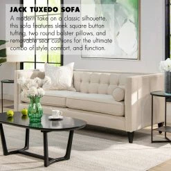 Jennifer Taylor Home Jack 84" Modern Tuxedo Tufted Sofa, Sky Neutral Beige -GDF sofa Shop f2f1667e03dd4c68 6638 w800 h800 b0 p0