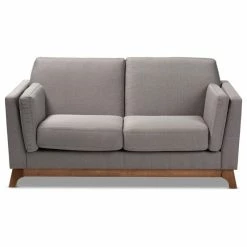 Baxton Studio Sava Fabric Upholstered Loveseat In Grey And Walnut -GDF sofa Shop f34168410d806599 3357 w800 h800 b1 p0