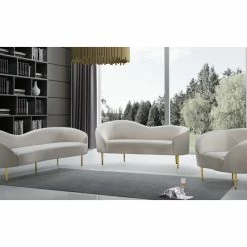 Meridian Furniture Ritz Velvet Loveseat, Cream 17 Meridian Furniture Ritz Velvet Loveseat, Cream -GDF sofa Shop f3a15a5202741191 6419 w800 h800 b0 p0