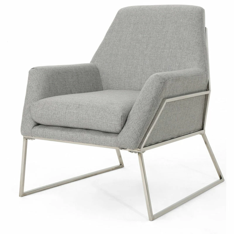 GDFStudio GDF Studio Zach Modern Fabric Armchair With Stainless Steel Frame, Gray 3 GDFStudio GDF Studio Zach Modern Fabric Armchair With Stainless Steel Frame, Gray