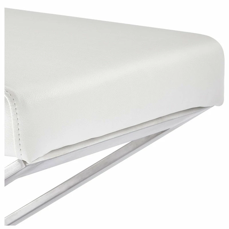 Zuri Furniture Modern Fenix Ottoman Smooth White Leatherette Brushed Stainless Steel Base 6 Zuri Furniture Modern Fenix Ottoman Smooth White Leatherette Brushed Stainless Steel Base - Image 4