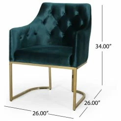 GDFStudio Fern Modern Tufted Glam Accent Chair With Velvet Cushions And U-Shaped Base, Teal, Gold -GDF sofa Shop f61117f501b7137a 3365 w800 h800 b1 p0