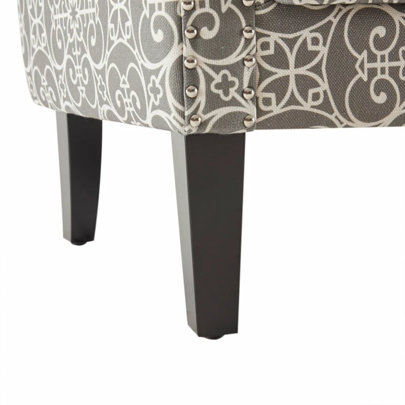 Belleze Arm Fabric Upholstered Chair Nailhead Trim Accent Chair, Gray 7 Belleze Arm Fabric Upholstered Chair Nailhead Trim Accent Chair, Gray - Image 5