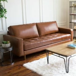 Abbyson Living Hammond Mid-Century Leather Stationary Sofa, Camel 13 Abbyson Living Hammond Mid-Century Leather Stationary Sofa, Camel -GDF sofa Shop f6913f5401980a1f 4951 w800 h800 b0 p0