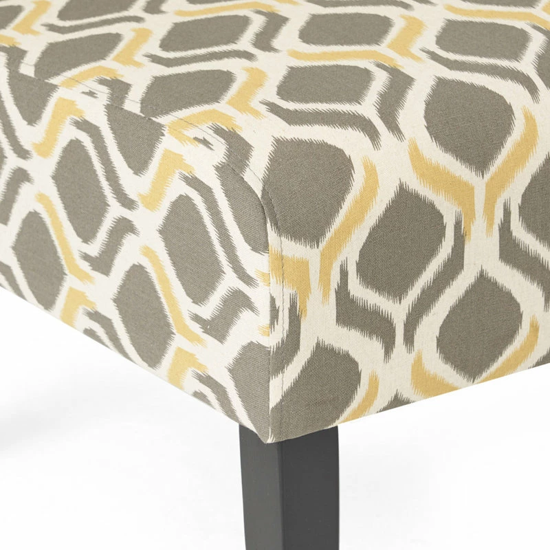 GDFStudio GDF Studio Kalee Contemporary Accent Chair, Yellow And Gray Ikat Pattern/ Matte Black, Fabric 9 GDFStudio GDF Studio Kalee Contemporary Accent Chair, Yellow And Gray Ikat Pattern/ Matte Black, Fabric - Image 7