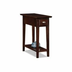 Leick Home Leick Furniture Wood Chairside-Recliner End Table In A Chocolate Oak Finish
