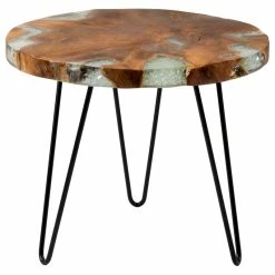 East At Main's Wellton Brown Round Teakwood Accent Table
