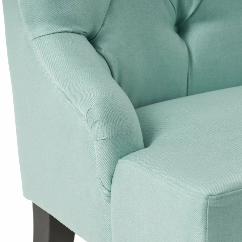 GDFStudio GDF Studio Nicoletta Tufted Fabric Settee Loveseat, Light Mint Blue 7 GDFStudio GDF Studio Nicoletta Tufted Fabric Settee Loveseat, Light Mint Blue - Image 5
