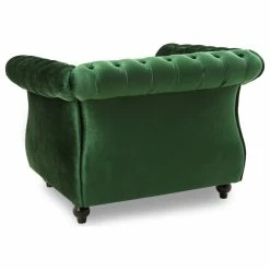 GDFStudio Leila Chesterfield Velvet Club Chair, Emerald, Dark Brown -GDF sofa Shop f85109a001d7a890 3614 w800 h800 b1 p0
