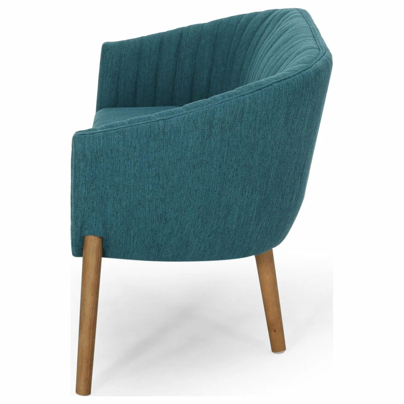 GDFStudio Deborah Mid-Century Fabric Loveseat, Teal, Brown 6 GDFStudio Deborah Mid-Century Fabric Loveseat, Teal, Brown - Image 4