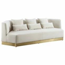 Meridian Furniture Marquis Velvet Sofa With Brushed Gold Stainless Steel Base, Cream