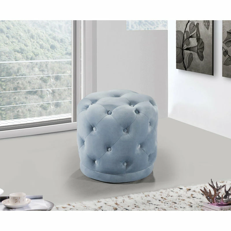 Meridian Furniture Harper Velvet Ottoman/Stool, Sky Blue 4 Meridian Furniture Harper Velvet Ottoman/Stool, Sky Blue - Image 2