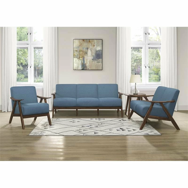 Domain Industries Inc. Lexicon Damala Mid-Century Solid Wood Frame Loveseat In Blue 7 Domain Industries Inc. Lexicon Damala Mid-Century Solid Wood Frame Loveseat In Blue - Image 5