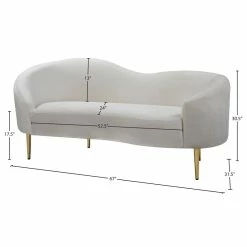 Meridian Furniture Ritz Velvet Loveseat, Cream 19 Meridian Furniture Ritz Velvet Loveseat, Cream -GDF sofa Shop fa911baa027411ac 6419 w800 h800 b1 p0