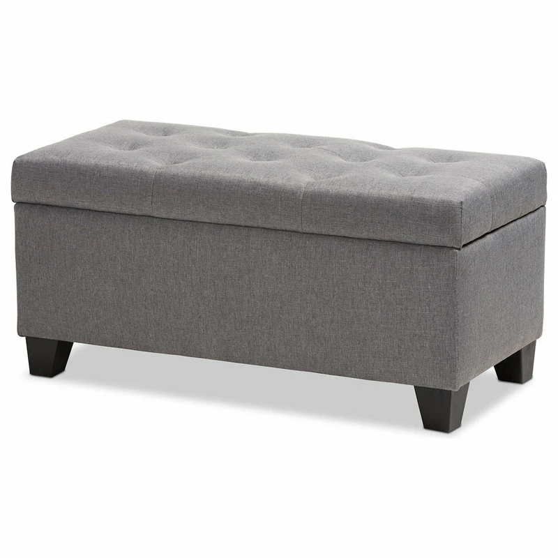 Baxton Studio Michaela Fabric Upholstered Storage Ottoman, Gray 4 Baxton Studio Michaela Fabric Upholstered Storage Ottoman, Gray - Image 2