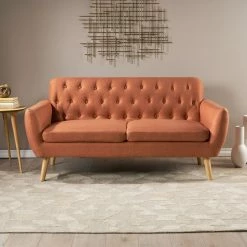 GDFStudio GDF Studio Eunice Petite Mid Century Modern Tufted Fabric Sofa, Burnt Orange -GDF sofa Shop fb311f1b0f907694 4524 w800 h800 b0 p0
