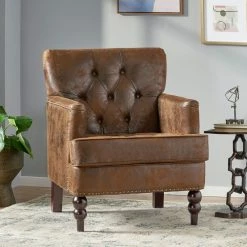 GDFStudio GDF Studio Madene Tufted Back Fabric/Microfiber Club Chair, Brown -GDF sofa Shop fbc1b2f001b1bcb5 0717 w800 h800 b0 p0