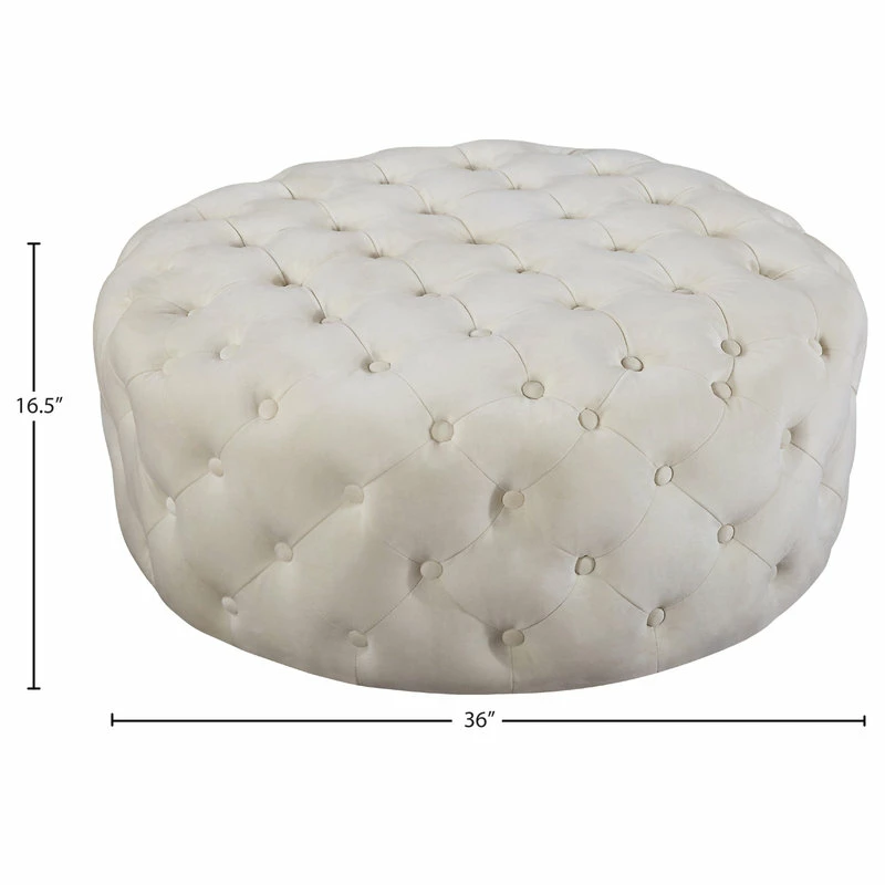 Meridian Furniture Addison Velvet Ottoman/Bench, Cream 6 Meridian Furniture Addison Velvet Ottoman/Bench, Cream - Image 4