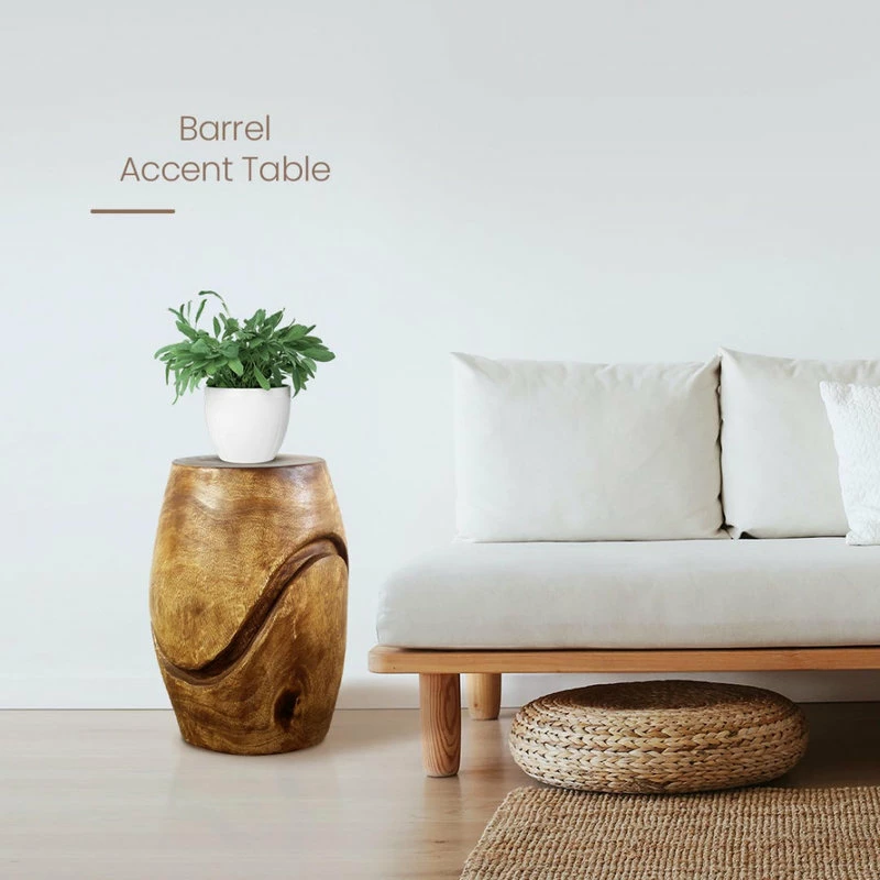 Kammika Import Export Co., Ltd (Thailand) Haussmann Wood Barrel Puzzle Stand 14Dx18 In H (10 In Flats) Walnut Oil 4 Kammika Import Export Co., Ltd (Thailand) Haussmann Wood Barrel Puzzle Stand 14Dx18 In H (10 In Flats) Walnut Oil - Image 2