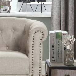 Rosevera Corporation Argenziano Chesterfield Chair, Beige -GDF sofa Shop fc71fe840bae2a50 5684 w800 h800 b0 p0