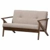 Baxton Studio Bianca Mid-Century Modern 2-Seater Loveseat, Light Gray Fabric